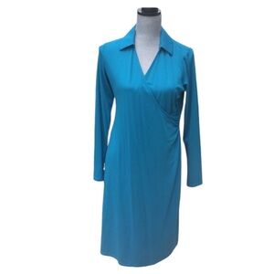 J.JILL size small Turquoise long sleeve faux wrap dress  office to dinner date